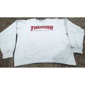 EUC Vintage Y2K Thrasher Magazine Skate Crewneck Sweatshirt Gray M San Francisco